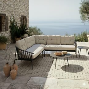 CASA DOMA "Lucca/Rapello" Loungeset 5-teilig, Aluminium und Rope anthrazit, Bezüge beige (Bild KI-generiert)
