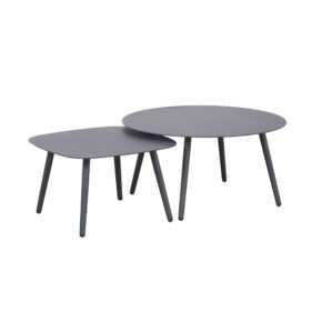 CASA DOMA “Rapello” Loungetisch-Set, Aluminium anthrazit, 60x60 cm und Ø 80 cm