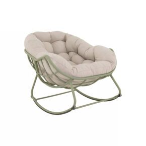 Lesli Living "Cozy" Schaukelstuhl, Aluminium soft green matt, Kissen beige