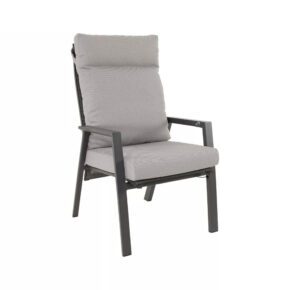 Lesli Living "Malik" Hochlehner, Aluminium anthrazit, Kissenbezug Olefin grau