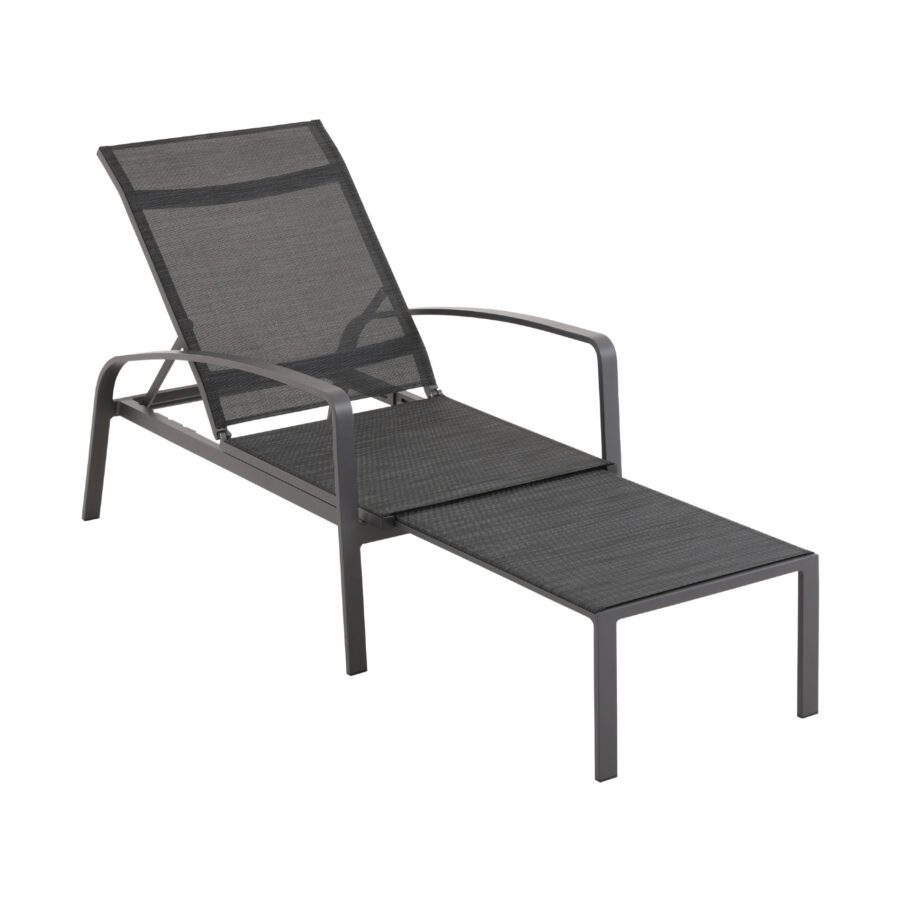 Liadomo "Atessa" Deckchair mit verstellbarer Rückenlehne und ausziehbarem Fußteil, Gestell Aluminium anthrazit, Bespannung Textilen anthrazit