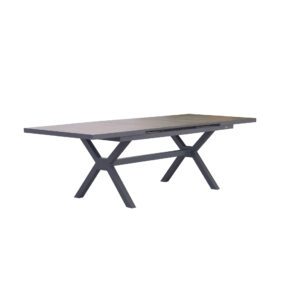 Liadomo "Benevento" Ausziehtisch 200/260x100 cm, Gestell Aluminium anthrazit, Tischplatte Sinterstein dunkelgrau