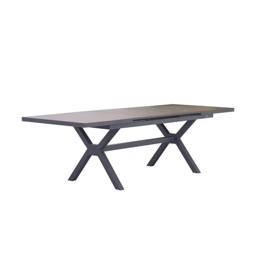 Liadomo "Benevento" Ausziehtisch 200/260x100 cm, Gestell Aluminium anthrazit, Tischplatte Sinterstein dunkelgrau