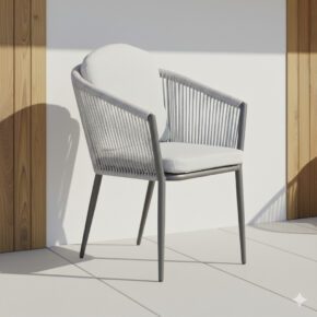 Liadomo "Latina" Diningsessel, stapelbar, Gestell Aluminium anthrazit, Rope & Polster light grey