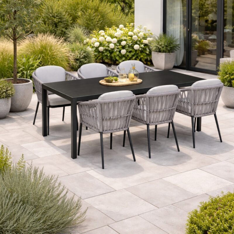 Liadomo Lenola/Scalea Gartenmöbel-Set, Tischplatte Sinterstein 210×100 cm, 7-teilig