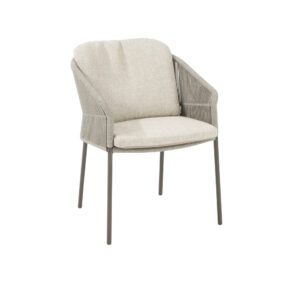 4Seasons Outdoor "Florence" Diningsessel, Gestell Aluminium terre, Rope-Bespannung hellgrau, Kissen Olefin hellgrau