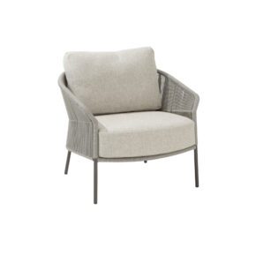 4Seasons Outdoor "Florence" Loungesessel, Gestell Aluminium terre, Rope-Bespannung hellgrau, Kissen Olefin hellgrau