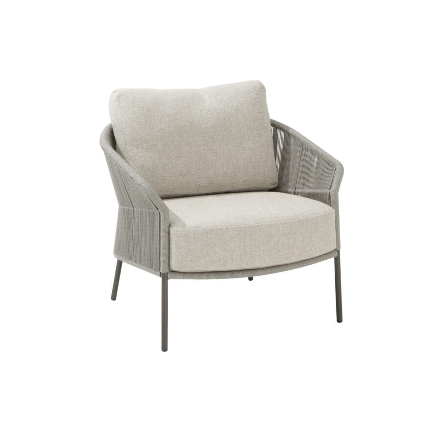 4Seasons Outdoor "Florence" Loungesessel, Gestell Aluminium terre, Rope-Bespannung hellgrau, Kissen Olefin beige
