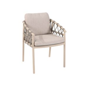 4Seasons Outdoor "Piacenza" Diningsessel, Gestell Aluminium latte, Rope-Bespannung grau, Kissen Olefin hellgrau