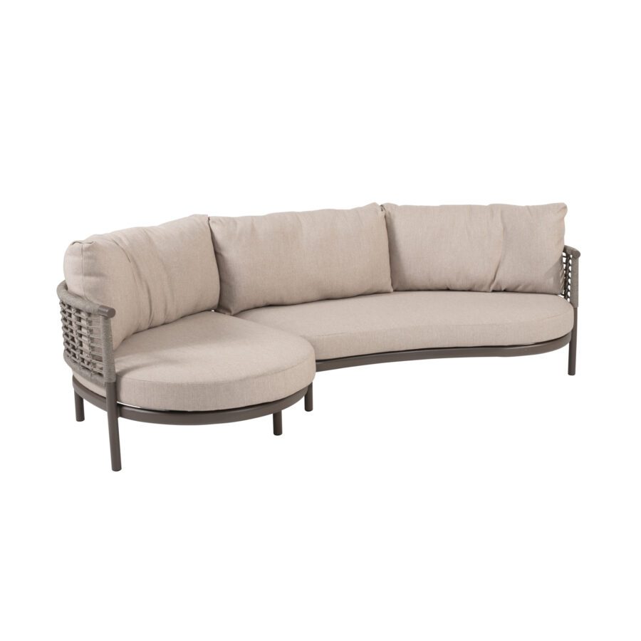 4Seasons Outdoor "Puglia" Loungeset 2-tlg., Gestelle Aluminium terre, Rope grau, Kissen hellgrau