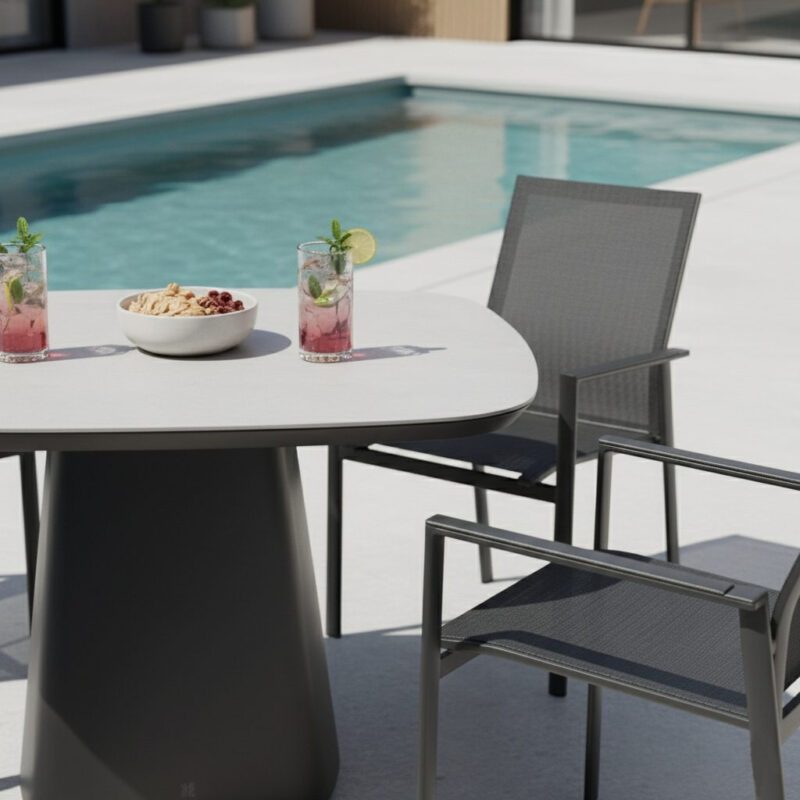 CASA DOMA Lioni Gartentisch Aluminium/Keramik, 120×120 cm