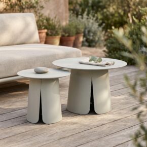 Lesli Living "Ohio" Beistelltisch-Set, Aluminium creme (KI-generiert)