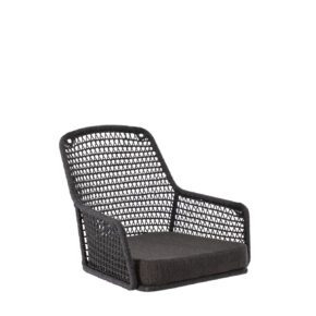 Niehoff "Kubu" Hängesessel-Sitzschale, Gestell Aluminium anthrazit, Kordelflechtung grau, inklusive Sitzkissen Southend anthrazit, ohne Seile