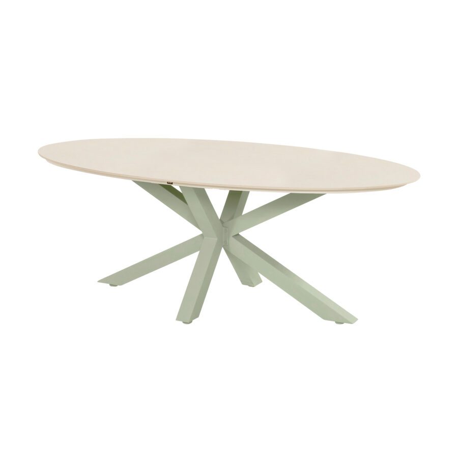 Hartman "Granada" Gartentisch 220×120 cm, Gestell Aluminium soft green, Tischplatte Keramik beige