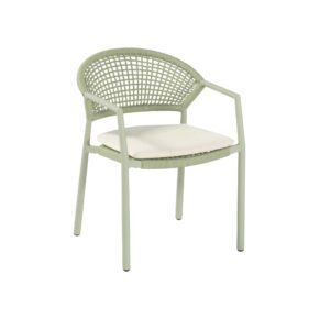 Hartman "Taragona" Stapelstuhl, Gestell Aluminium soft green, Rope-Bespannung soft green, Weatherready® Kissen beige