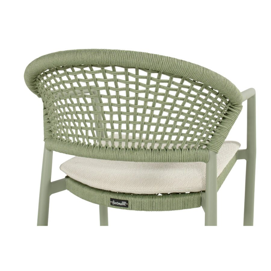Hartman "Taragona" Stapelstuhl, Gestell Aluminium soft green, Rope-Bespannung soft green, Weatherready® Kissen beige