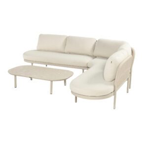 Hartman "Bilboa" Loungeset, Gestelle Aluminium sand, Rope-Bespannung sand, Kissen Weatherready® beige, Tischplatte Keramik beige