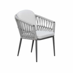 Liadomo "Lenola" Stapelsessel, Gestell Aluminium anthrazit, Sitzschale Rope light grey, Sitz- und Rückenkissen Polyester light grey