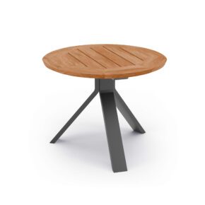 Stern "Freddie" Beistelltisch, Gestell Aluminium anthrazit, Tischplatte Teakholz, Ø 55 cm, Höhe 45 cm