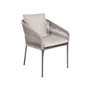 Stern "Marla" Stapelsessel, Gestell Aluminium anthrazit, Sitzfläche Textilen karbon, Kordel-Bespannung salt, Kissen Polyacryl graubraun