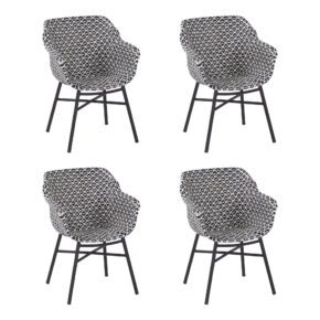 Hartman "Delphine" Gartenstuhl, Aluminium schwarz, Geflecht schwarz-weiß