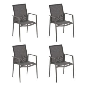 Liadomo "Mannoli" Stapelstuhl, Aluminium anthrazit, Textilgewebe anthrazit, Armlehne Aluminium