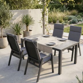 Lesli Living Gartenmöbel-Set mit Hochlehner "Amir" und Tisch 160x90cm "Murcia
