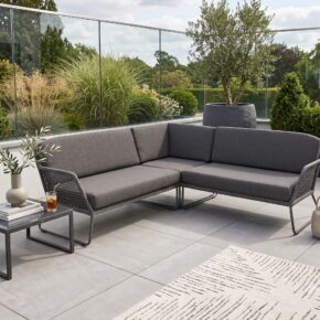 Sonnenpartner "Poison“ Loungeset 3-tlg., Gestell Aluminium grau, Geflecht Polyrope dunkelgrau (Bild KI-generiert)