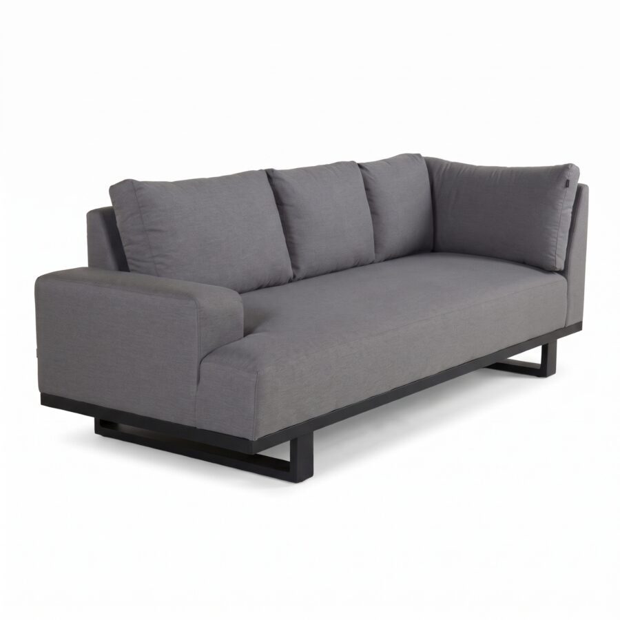 Hartman "Maurice" Dining-Lounge, Loungesofa, 3-Sitzer rechts, Gestell Aluminium Carbon Black Flame, Bezug Sunbrella® Mid Grey (KI-modifiziert)
