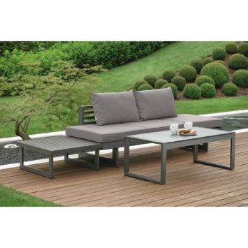 Stern "New Holly" Lounge-Set klein, Gestell Aluminium anthrazit, Auflage (100% Polyacryl) seidengrau, Allround-Tischplatte HPL Vintage Stone Stern "New Holly" Lounge-Set klein, Gestell Aluminium anthrazit, Auflage (100% Polyacryl) seidengrau, Allround-Tischplatte HPL Vintage Stone