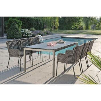 Stern Gartenmöbel-Set mit Sessel "Greta" und Gartentisch Aluminium/HPL (Tischgestellfarbe auf Abb. weicht ab) Stern Gartenmöbel-Set mit Sessel "Greta" und Gartentisch Aluminium/HPL (Tischgestellfarbe auf Abb. weicht ab)