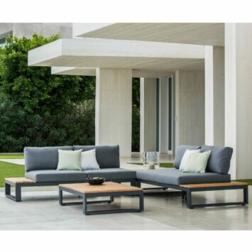 Jati&Kebon "Virginia" Loungegruppe bestehend aus zwei Loungesofas, einem Loungetisch sowie einem Kaffeetisch