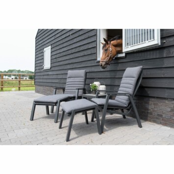 Lesli Living "Allegro" Loungesessel und Loungehocker, Alu charcoal, Sitz- und Rückenkissen Olefin anthrazit